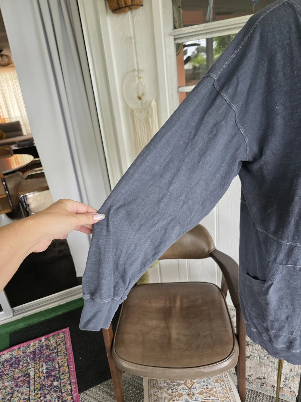 NATURAL LIFE Dusty Blue Long Sleeve V-Neck Tunic Dress - Picture 8 of 11